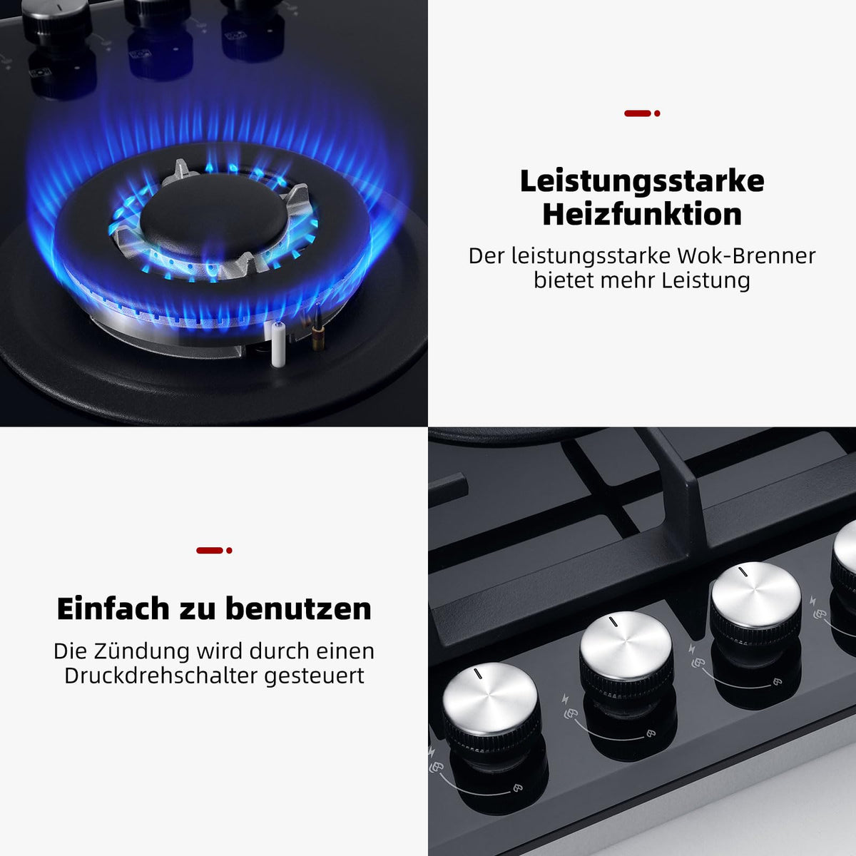 GASLAND GH60SF 60cm Built-in Gas Hob, 4 Burners Stainless Steel Gas Cooktop with Flame Failure Protection, NG/LPG Convertible, 8000W