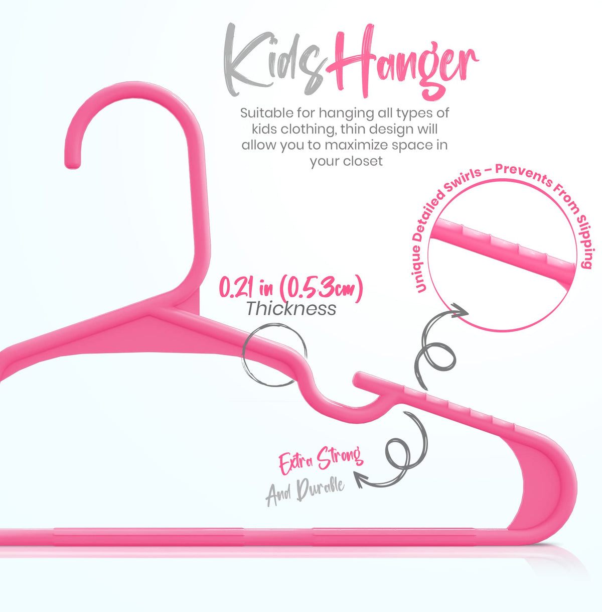 Utopia Home 20pcs Kids Hangers - 28cm Plastic Baby Hangers for Closet - Kids Hanger for Clothes and Baby Hanger for Closet - for Daily Standard Use (Grey)