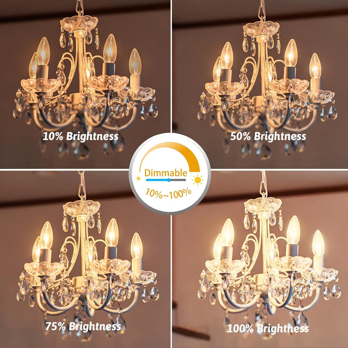 Caldarax E14 Candle Light Bulbs Dimmable, 650LM Warm White 2700K, 230V Clear Glass SES Small Edison Screw Decorative Lamps E14 for Chandelier, Wall Lights, Table Lamps, Pack of 5