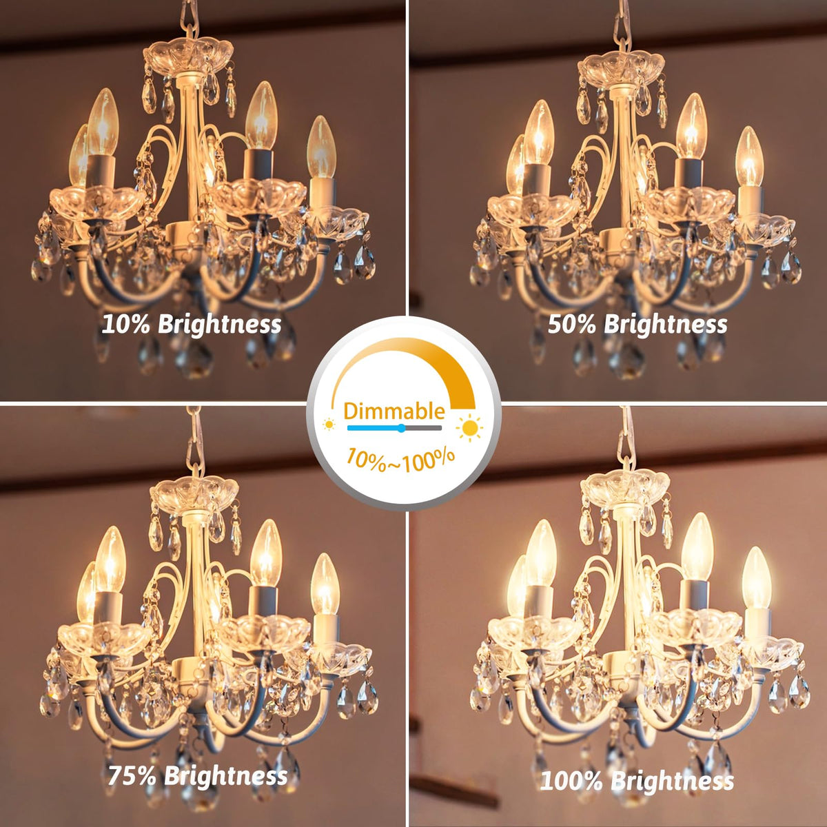 Caldarax E14 Candle Light Bulbs Dimmable, 650LM Warm White 2700K, 230V Clear Glass SES Small Edison Screw Decorative Lamps E14 for Chandelier, Wall Lights, Table Lamps, Pack of 5