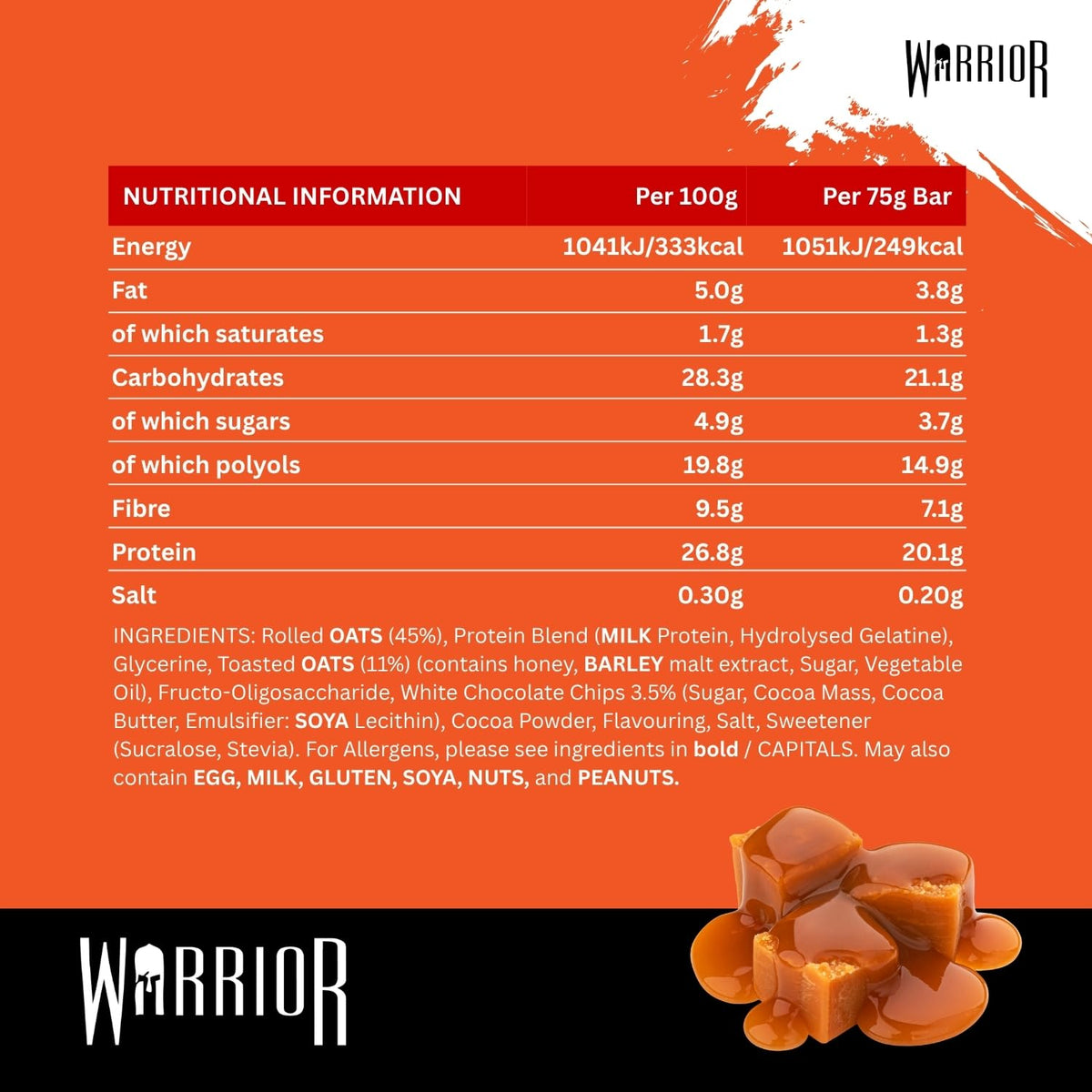 Warrior RAW Protein Bars 12 x 75g High Protein Oat Flapjack Snack