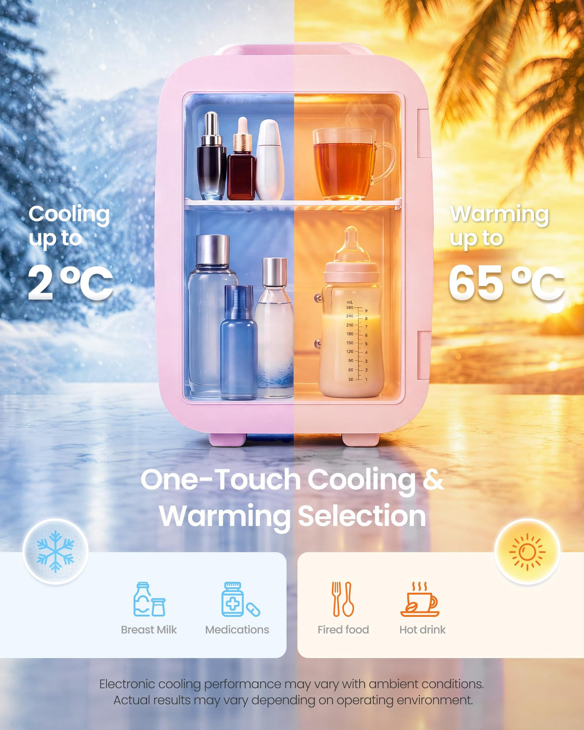 SONGMICS Mini Fridge 4L/6 Can, Portable Small Fridge Mini Cooler & Warmer