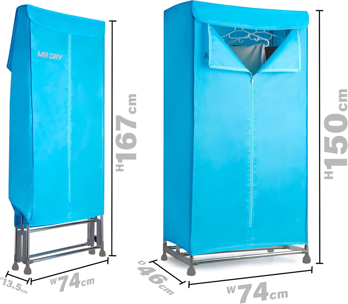 Electric Clothes Dryer with Sock Clip, 2-Tier Foldable Heated Clothes Airer with Cover,20KG Large Capacity Warm Air Drying Wardrobe,1500W Heated Clothes Airer,Energy-Efficient Clothes Drying Rack
