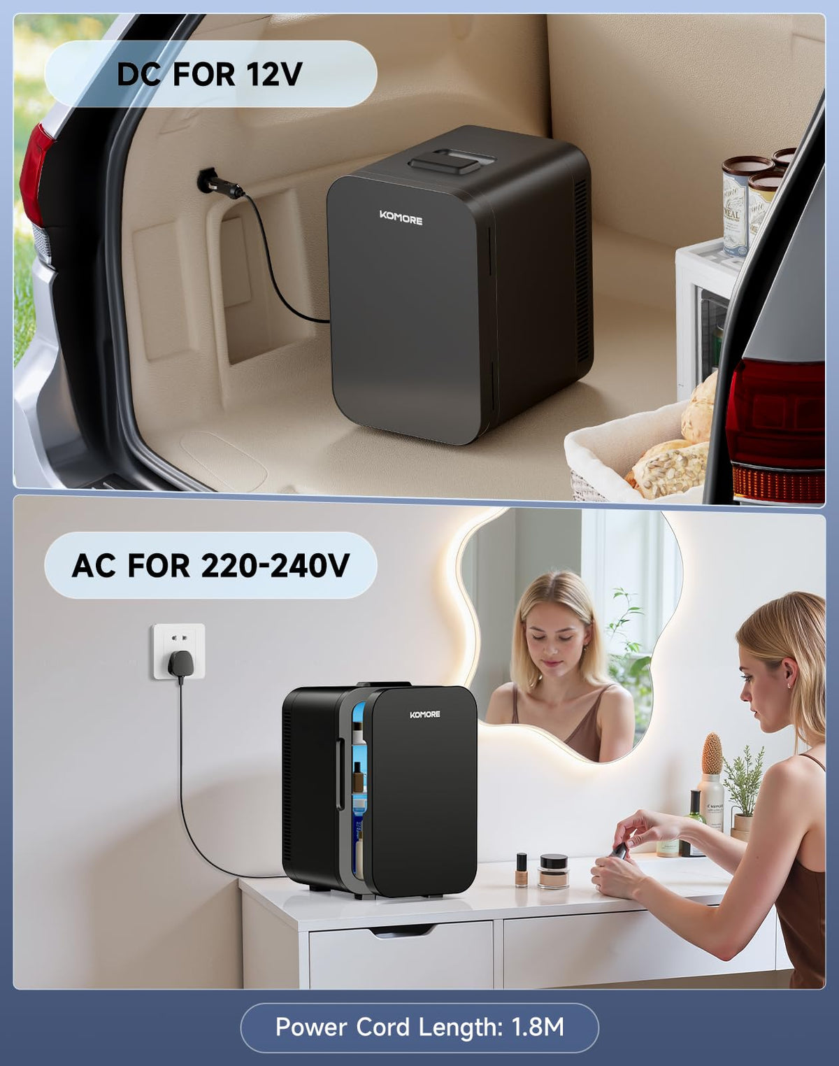 Mini Fridge, Portable Small Fridge, Cooler & Warmer, 18L, White