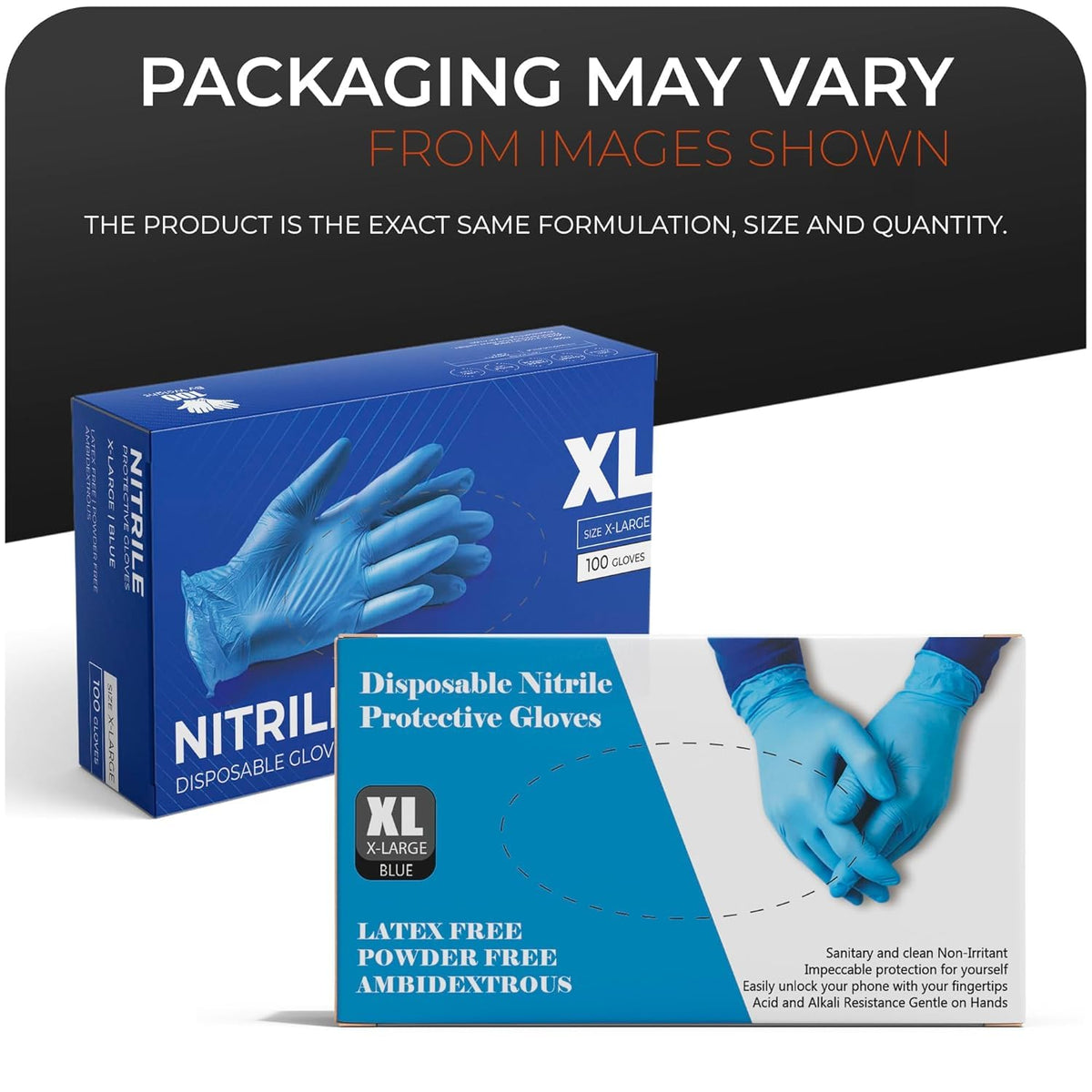 Surgicals Powder Free Nitrile Gloves, Food Grade, Hand Disposable Gloves - 100 Count - Blue (100, Large)