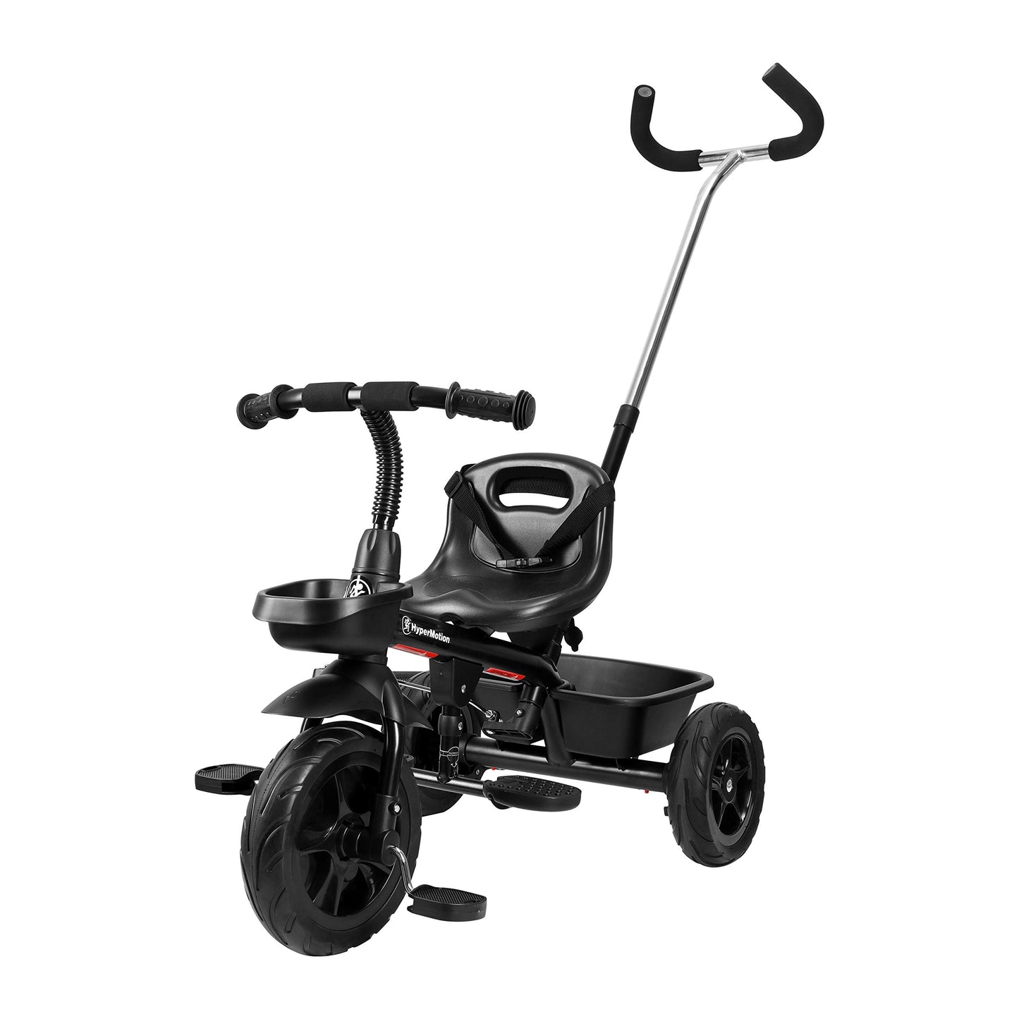HyperMotion Toddler Tricycle with Parent Handle, Canopy, Safety Belt & Basket — From 12 Months