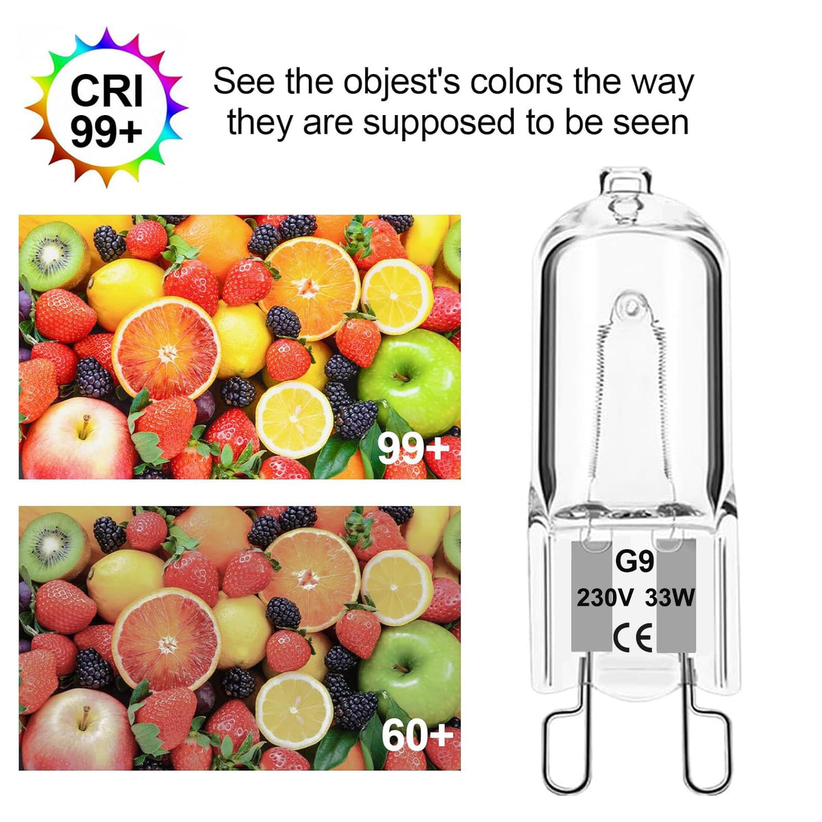 G9 Halogen Bulbs 33W, G9 Halogen Light Bulbs Warm White 2700K, Capsule Bulb Dimmable 230V for Ceiling Lights, Crystal Lamps, Chandeliers，Ovens, Microwave, Non Flicker,6 Pack