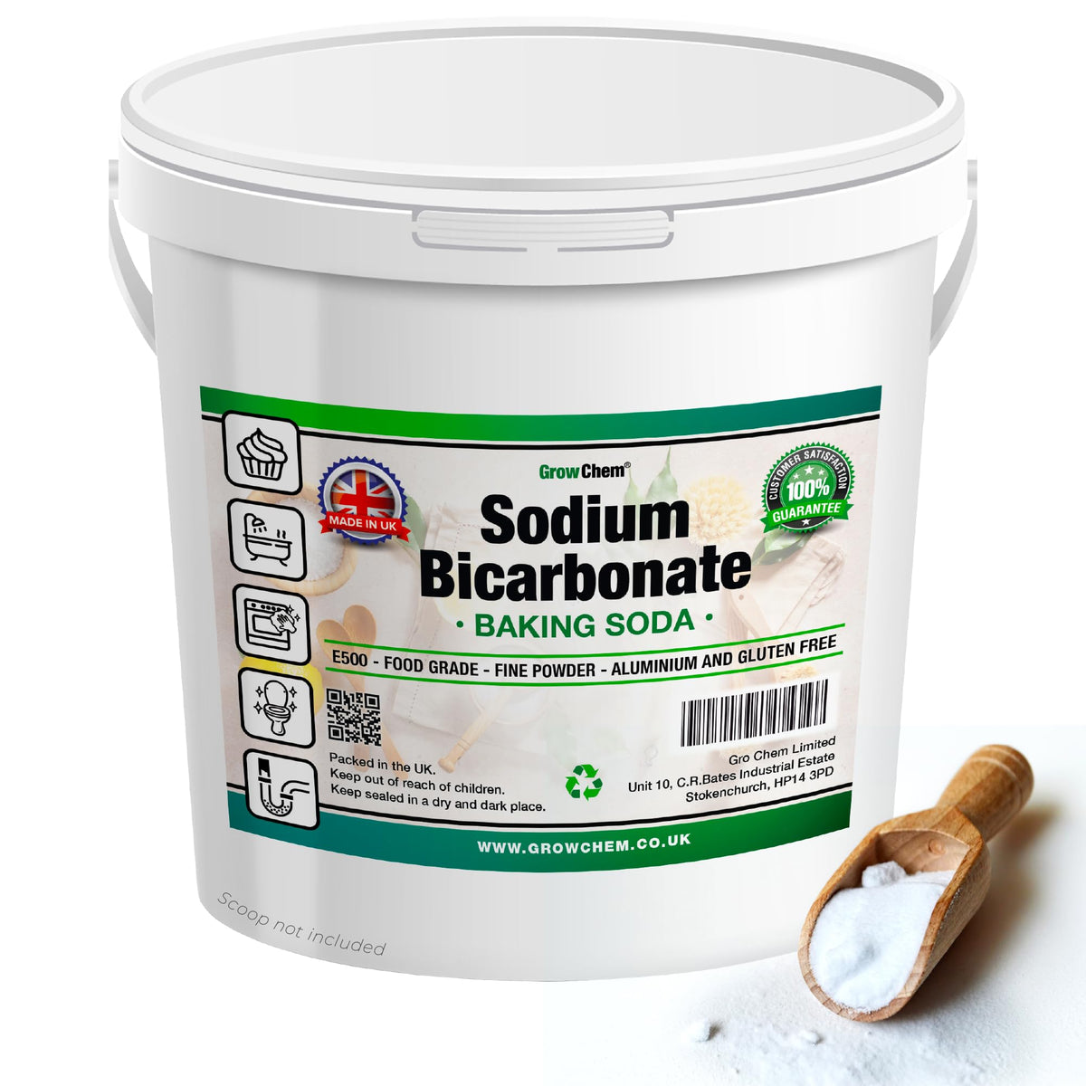 Baking Soda, Sodium Bicarbonate (1KG Bucket) UK MADE Pure Baking Soda for Cleaning, Cooking, Bath Bombs, Odours and Teeth Cleaning. Eco Friendly Bicarbonate of Soda.