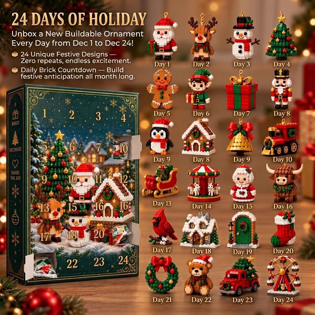 24-Day Mini Christmas Brick Ornament Advent Calendar 2026 (2D) (3D Version)