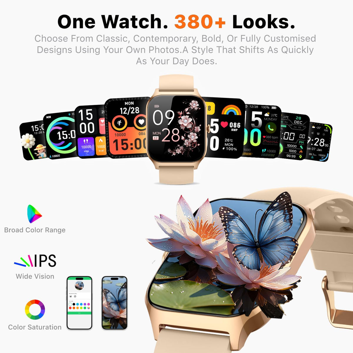 Smart Watch for Women Men - Answer/Make Call, Fitness Tracker Smartwatch for Android iPhone Compatible, Sleep Female Cycle, 120+ Sports Modes Step Counter (Blue, 2 Straps)