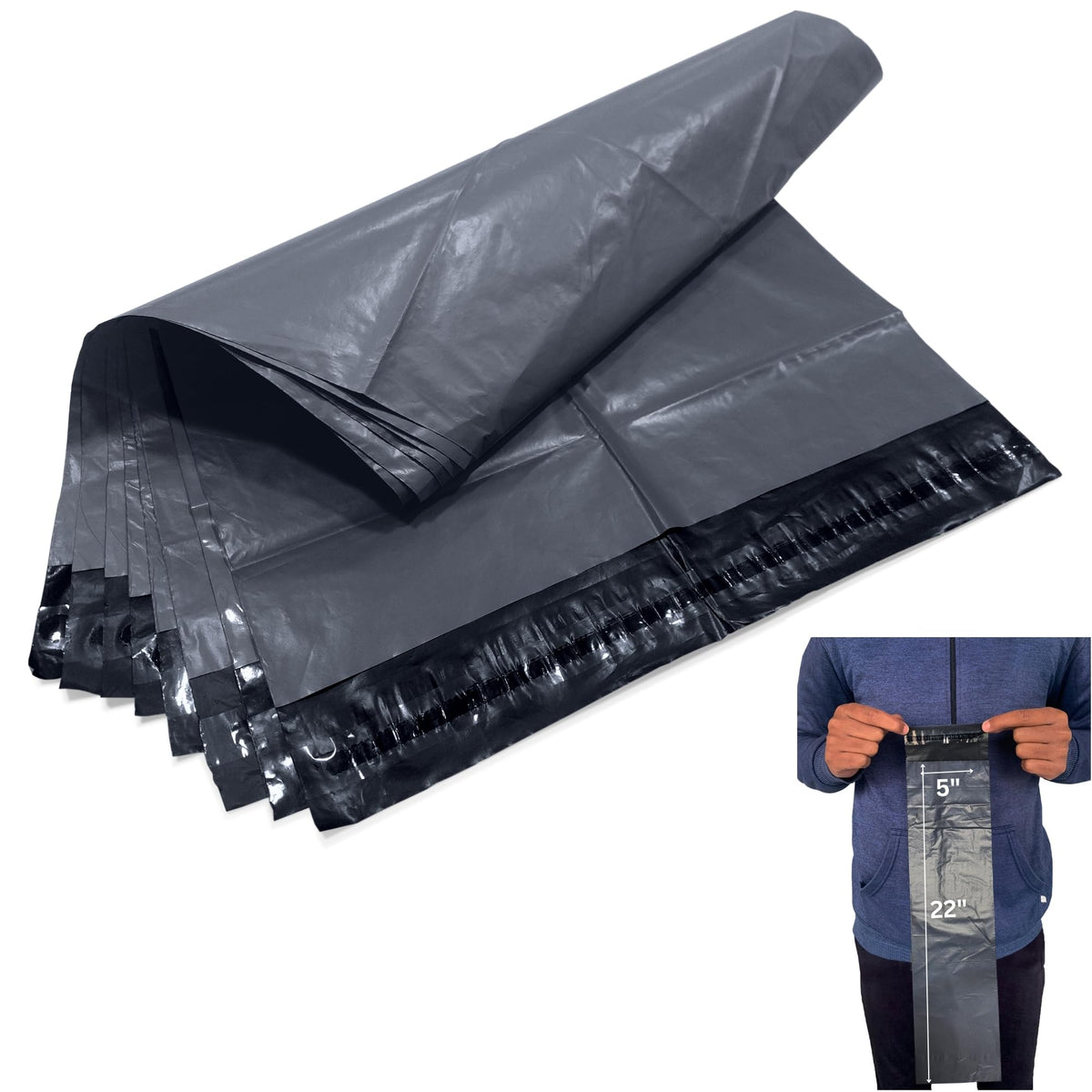 JeeJaan® 200 Small Grey Parcel Bags 4" x 6" (102 x 152mm) Strong Poly Mailer Small Postage Mailing Bags Courier Shipping Postal Bags - Posting Packing Envelopes