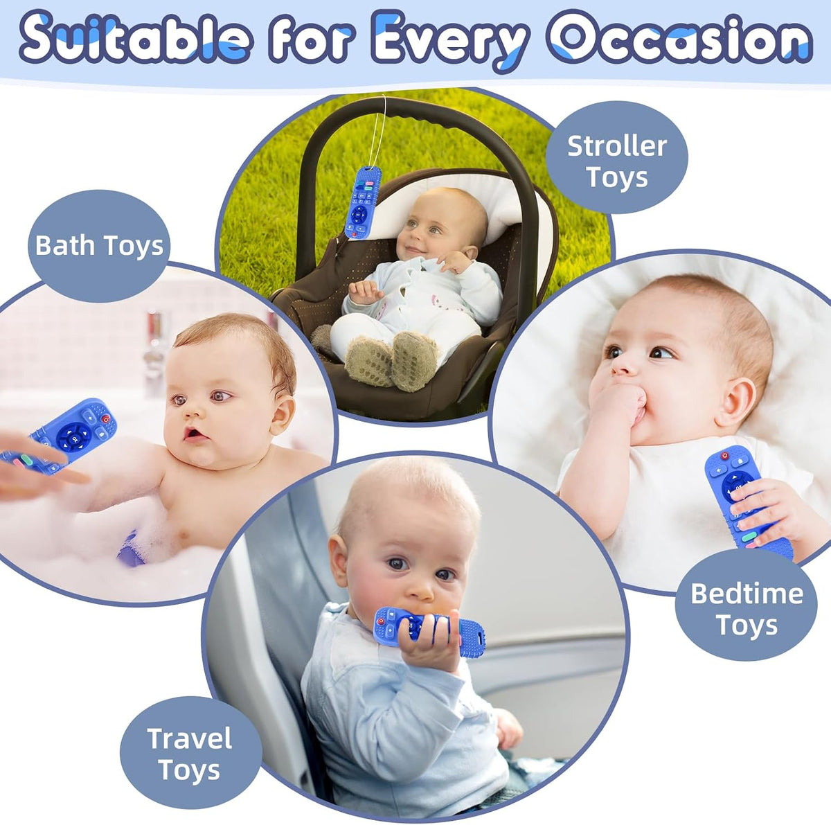 AiTuiTui Baby Teether for Teething Relief Baby Toys 0 3 6 9 12 Months, Sensory Silicone Remote Control Baby Teether Toy for Babies Newborn Infant Boy Girl Autism Toys for Baby Gifts