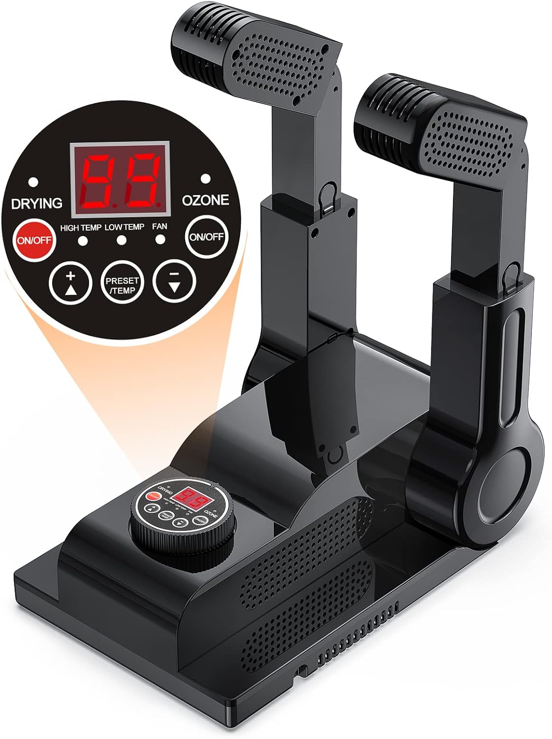 FORLIM Shoe & Boot Dryer for Work Boots, 3 Temp Modes, 24H Delay, Black