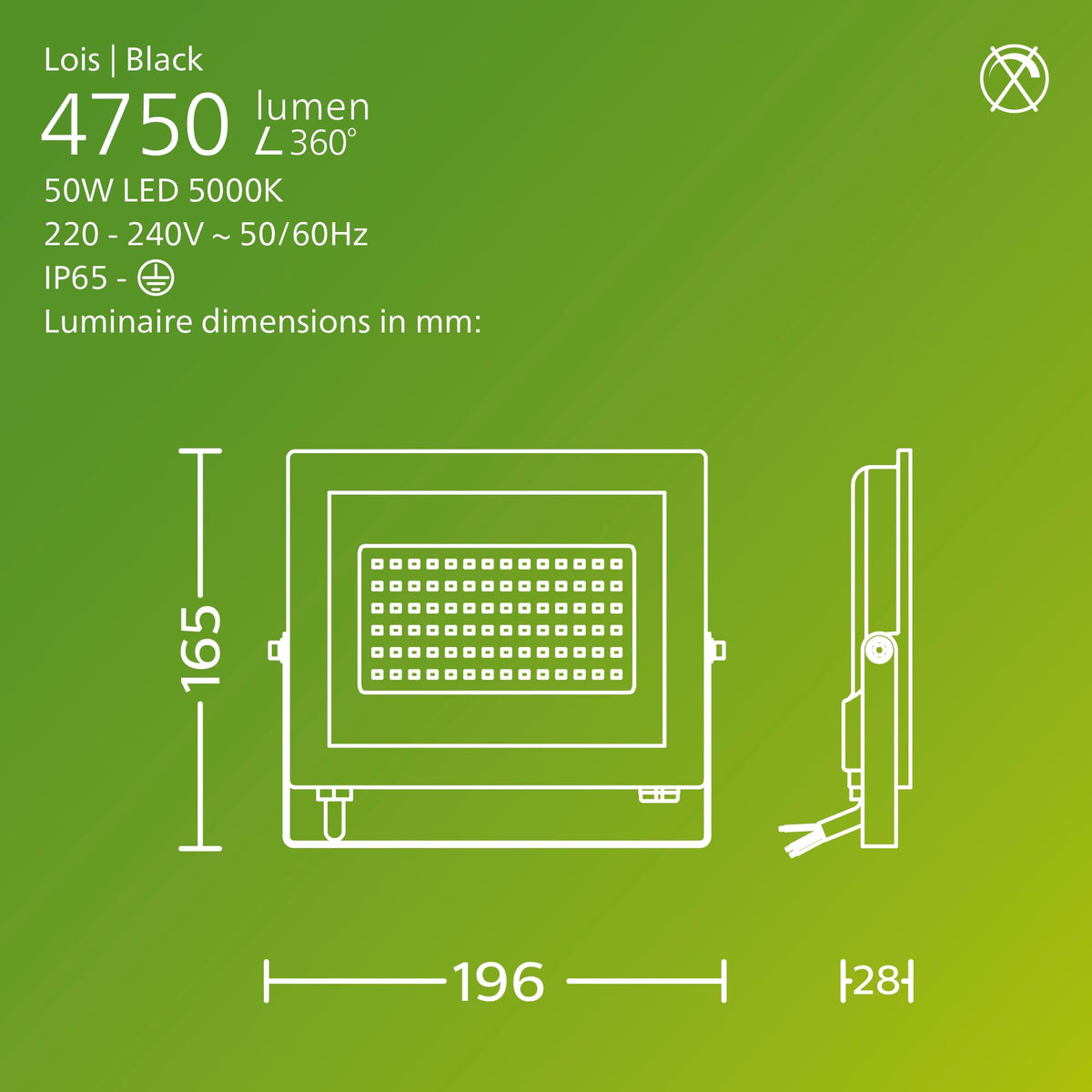 Philips Lois Outdoor Floodlight, White, 10 W