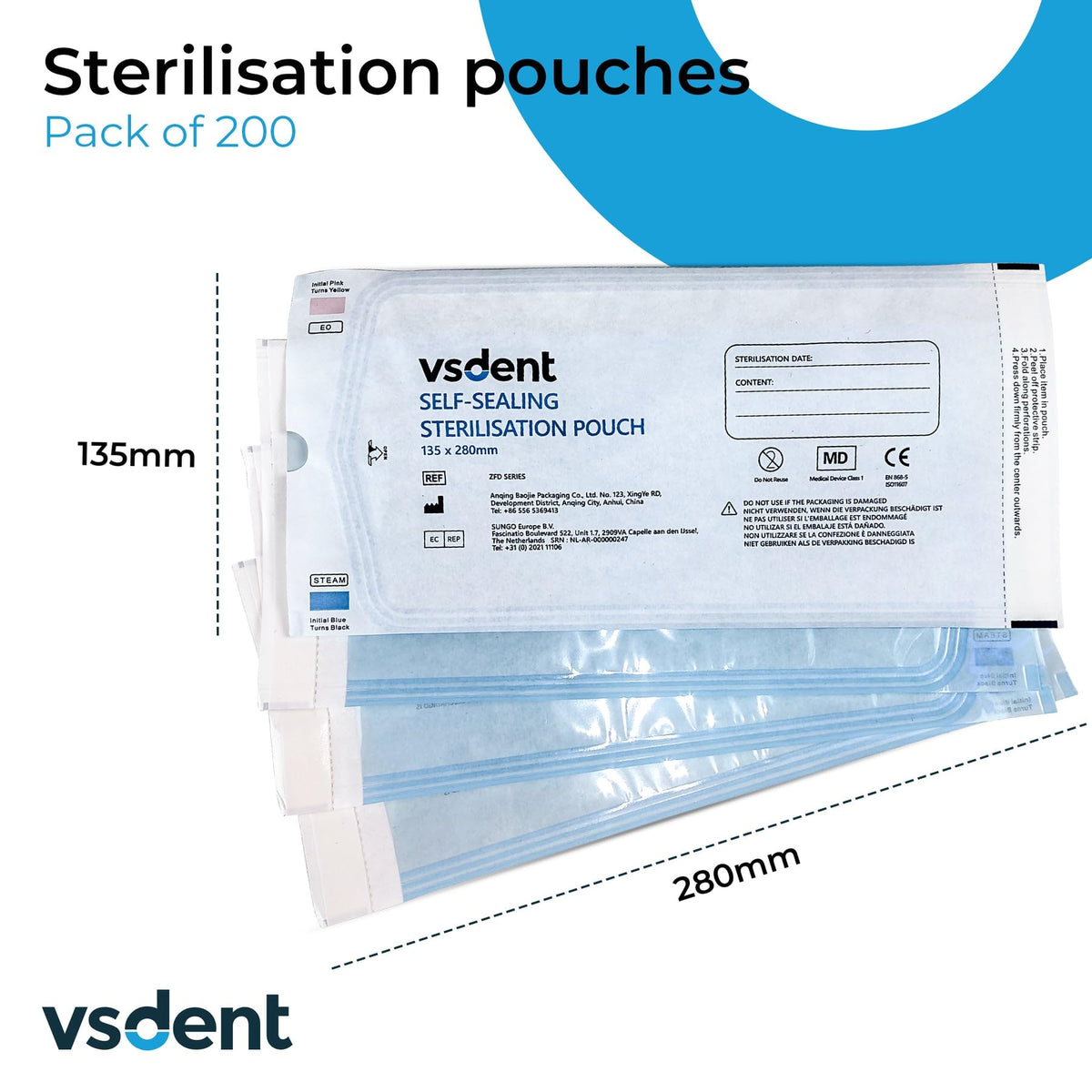 Self Sterilisation Pouches - 57x130mm (Pack Of 200)
