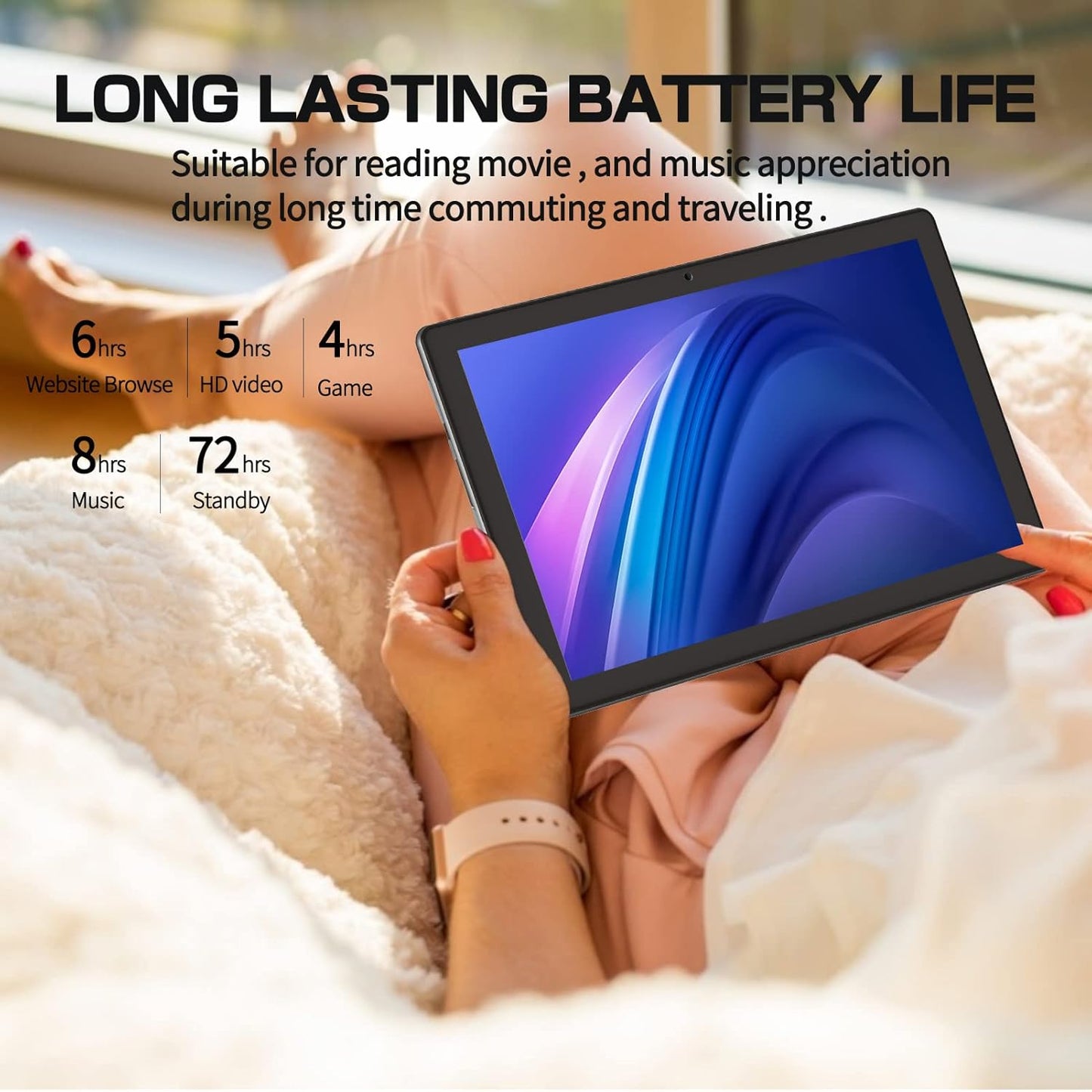 VASOUN Tablet 10 inch, Android 15 Tablets with 12(3 + 9 Expandable) GB RAM 64GB ROM,1280 x 800 HD IPS Display, Wifi, 1.6GHZ Quad Core Processor, Dual Camera, Bluetooth，Tablet PC (Black)