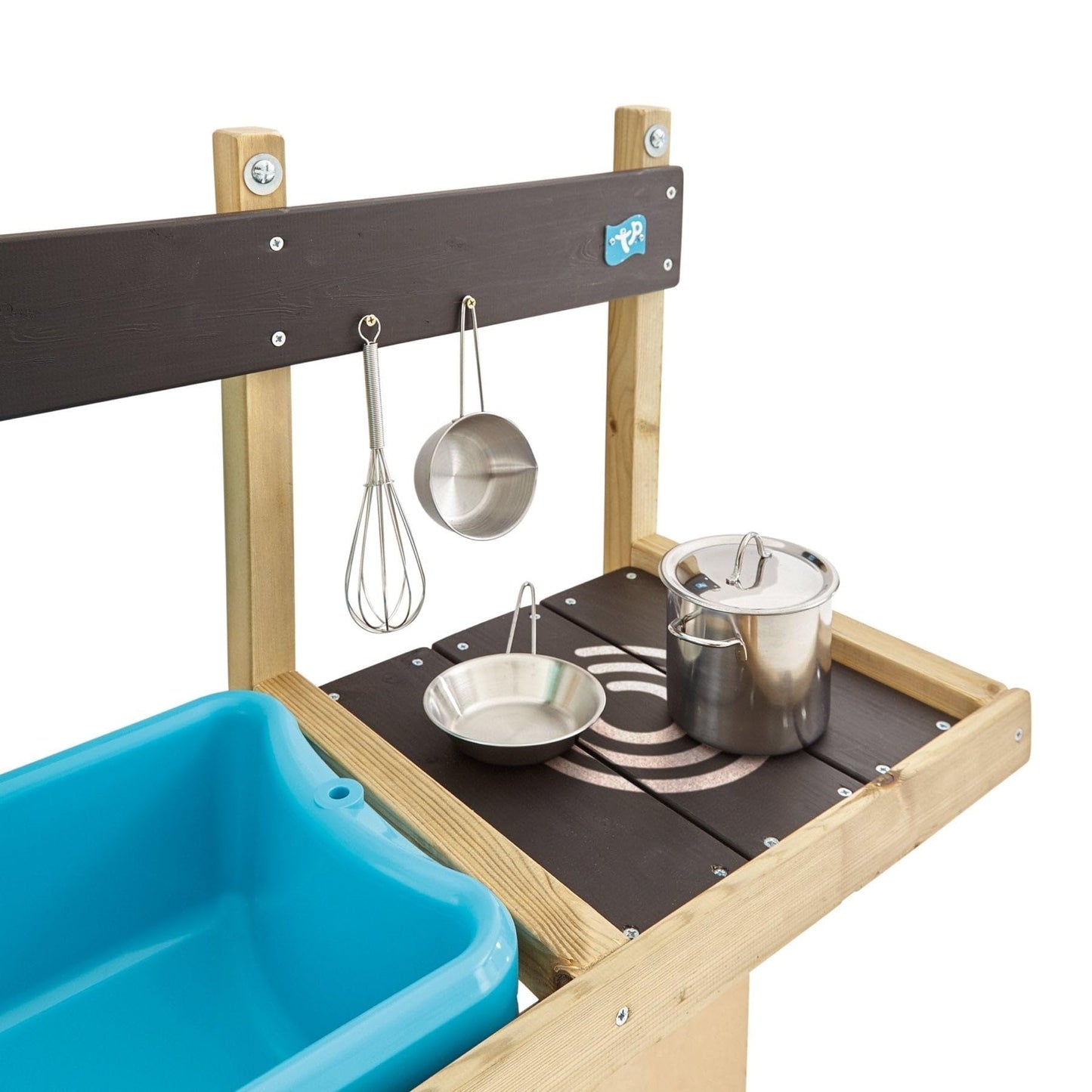 TP Toys, Early Fun Mud Kitchen Playhouse Accessory, Bolt on Mud Kitchen Attachement for a Playhouse, Includes Water Butt, Splash Tub, Pans, Mixing Whisk, Messy Play, 31 x 55 x 56 cm