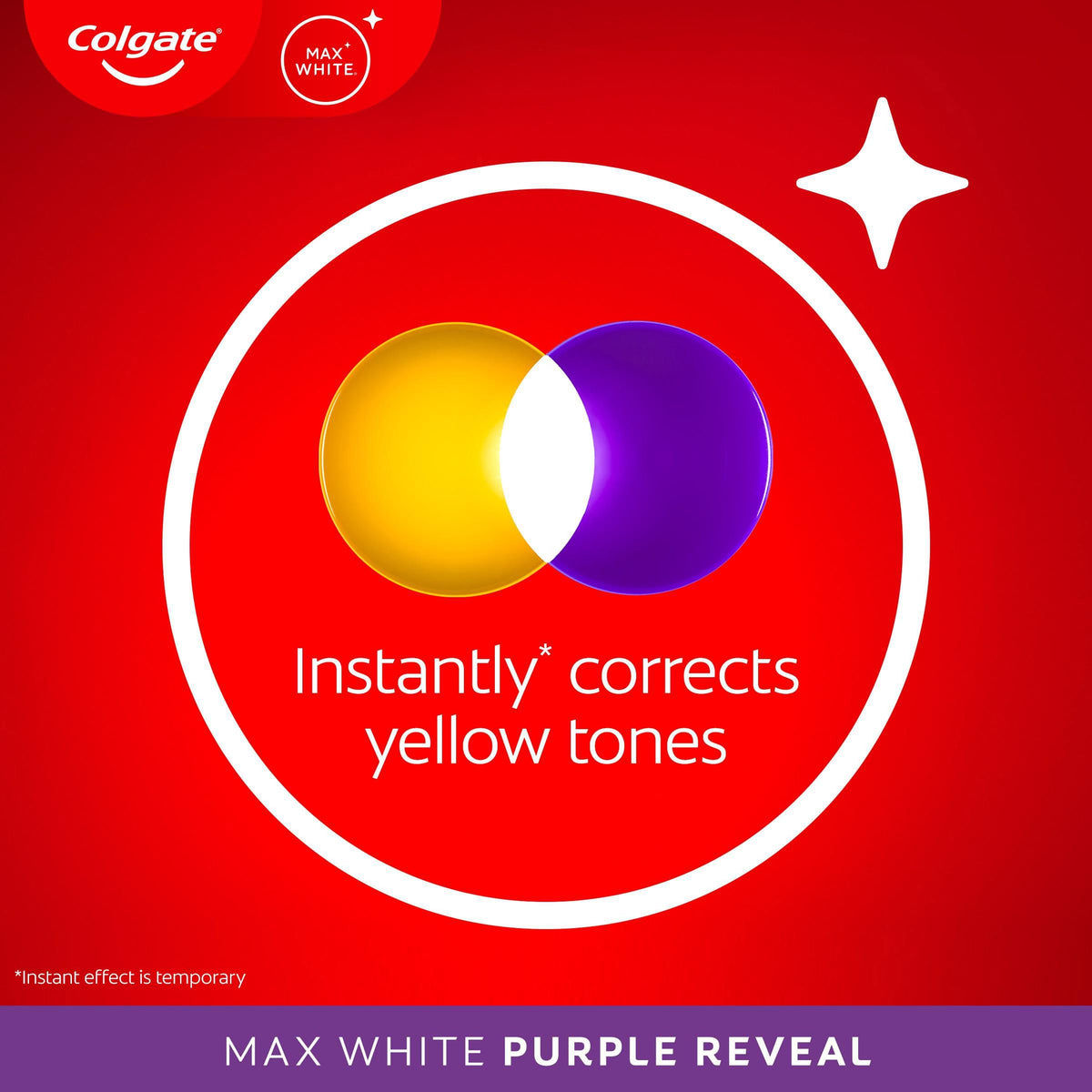 Colgate Max White Purple Reveal Teeth Whitening Toothpaste - Clinically Proven to Remove up to 100% of Surface Stains** - Fluoride Toothpaste - Colgate Multipack - 4 X 75ml