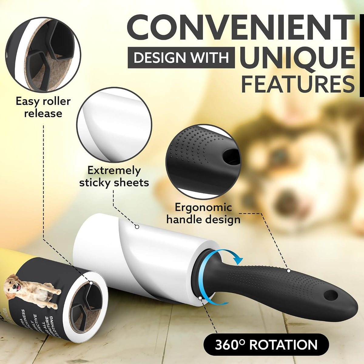 Tydi Pet Hair Lint Rollers, 1700 Sheets with 2 Handles