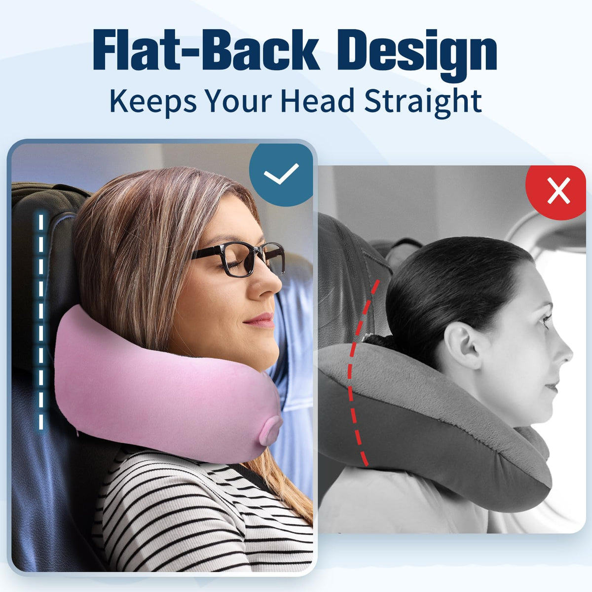 Cirorld Travel Pillow for Airplane, Neck Pillow for Travel, Memory Foam Travel Neck Pillow for Adults, Adjustable & Compact Flight Pillow, Ergonomic Neck Cushion, With Ear Plugs, Eye Mask, Carry Bag