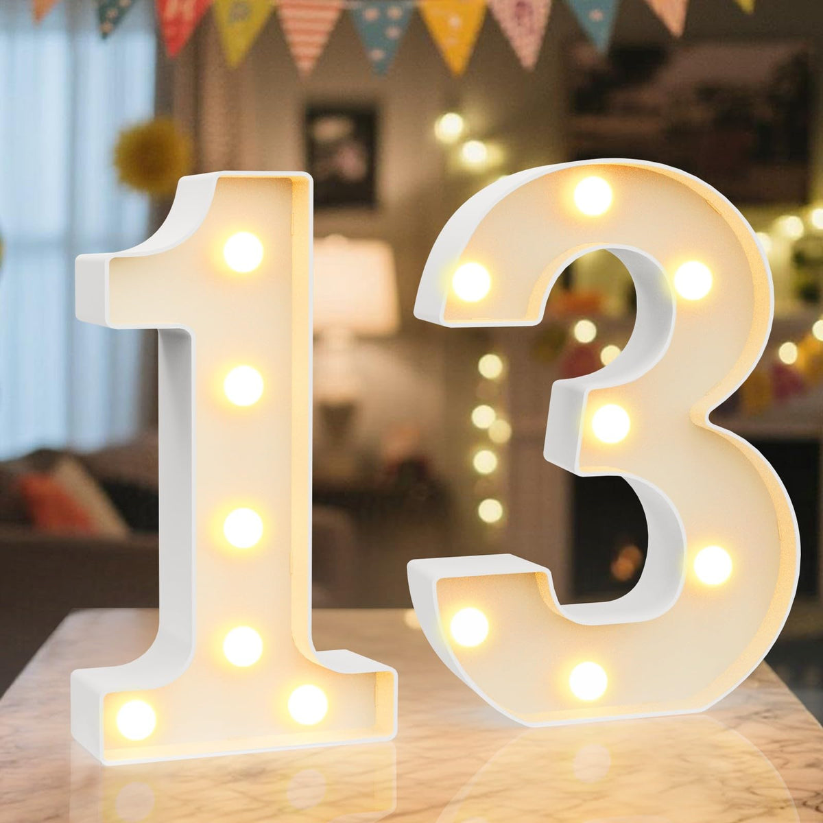Ledido Pink Glitter Light Up Number 80 for 80th Birthday Decorations