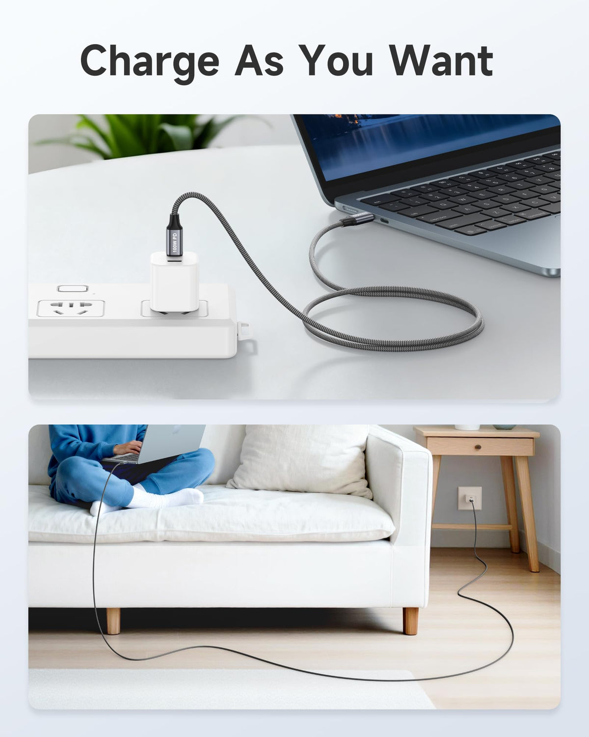 RAVIAD USB C to USB C Charger Cable 2Pack 1M 100W 5A Fast Charging Cable