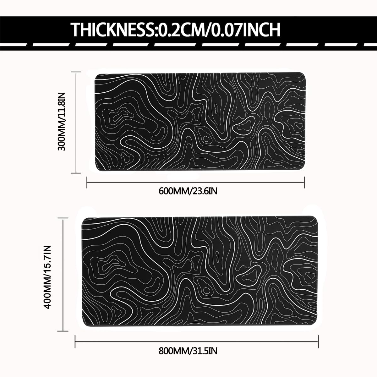 Rcege Large Gaming Mouse Pad Extended Desk Mat with Non Slip Stitched Edge