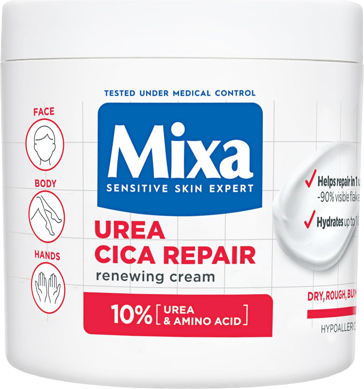 Mixa Body Cream, Urea Cica Repair Renewing Cream For Dry Rough Skin 400ml