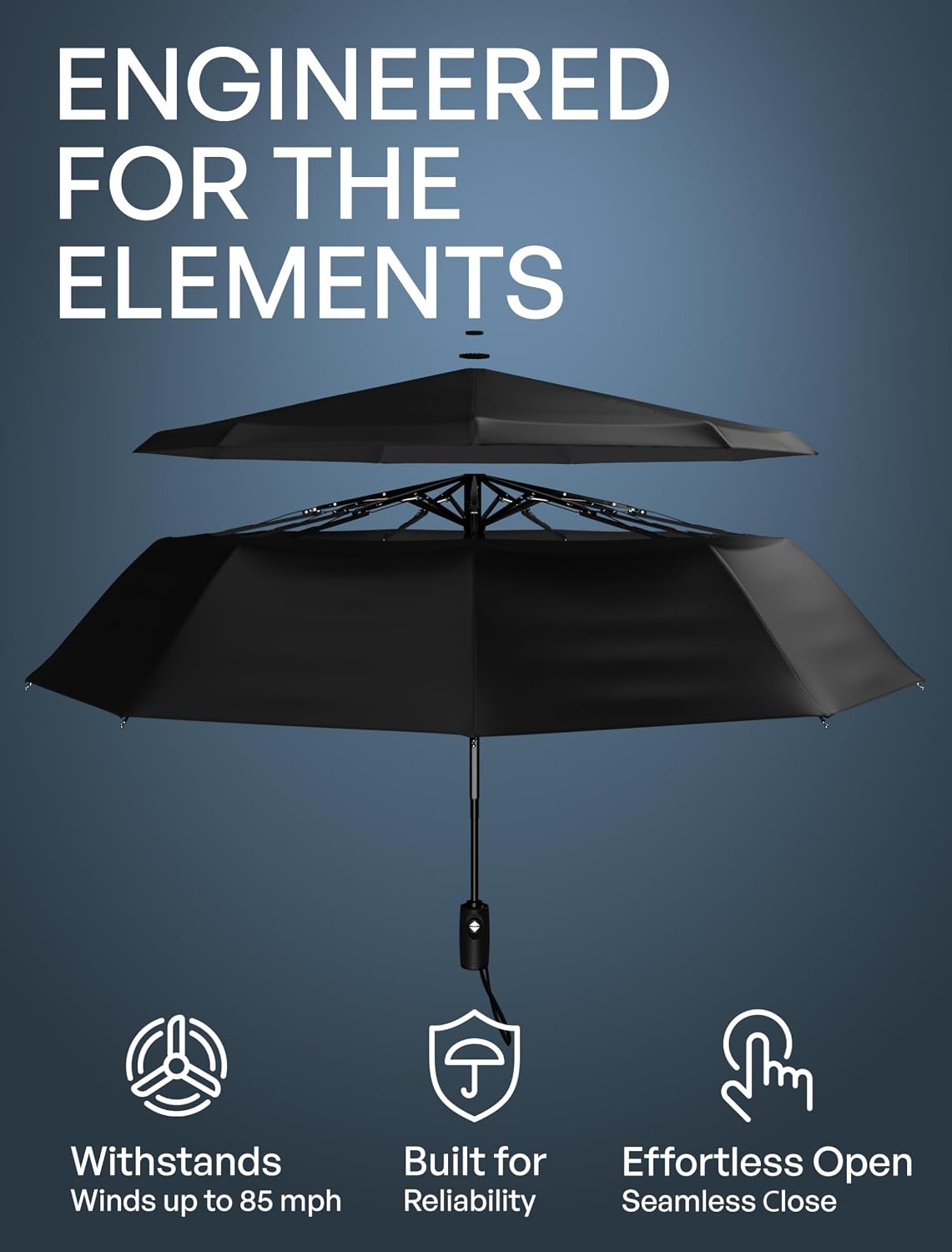 Repel Windproof Travel Umbrella - Compact & Withstands Winds up to 100MPH, Strongest Premium Auto Folding Umbrella for Rain and Sun - Durable, Light & Portable for Women & Men, Fits Backpack & Cars