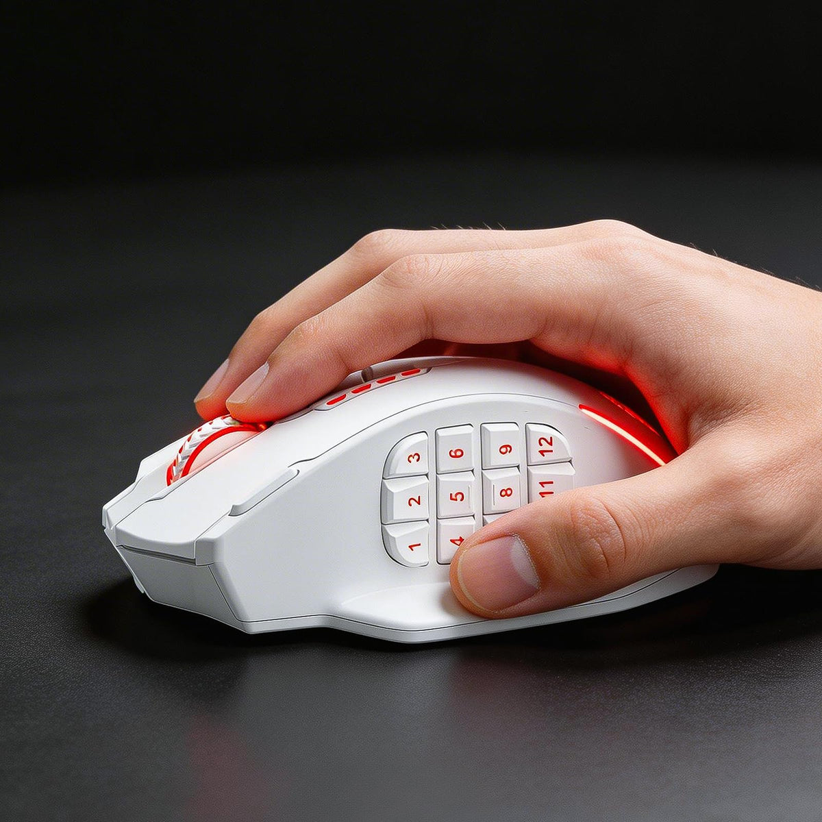 Redragon M908 Impact RGB LED MMO Gaming Mouse With 12 Side Buttons, Optical Wired Ergonomic Mouse with Max 12,400DPI, High Precision, 18 Programmable Macro Shortcuts, Comfort Grip