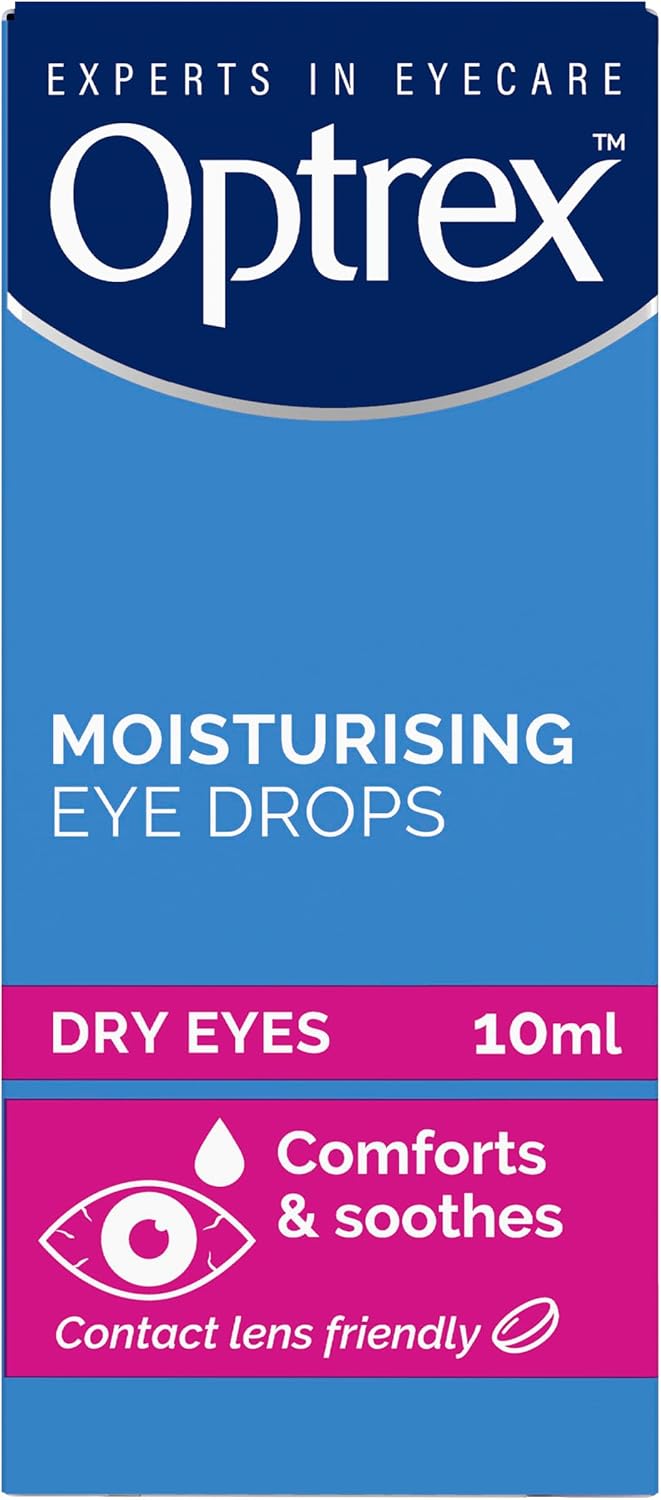 Optrex 10 ml Moisturising Eye Drops: Contact Lens Safe, Relieves Irritation, Soothes Inflammation, Hydrates, Provides Comfort for Dry and Sensitive Eyes