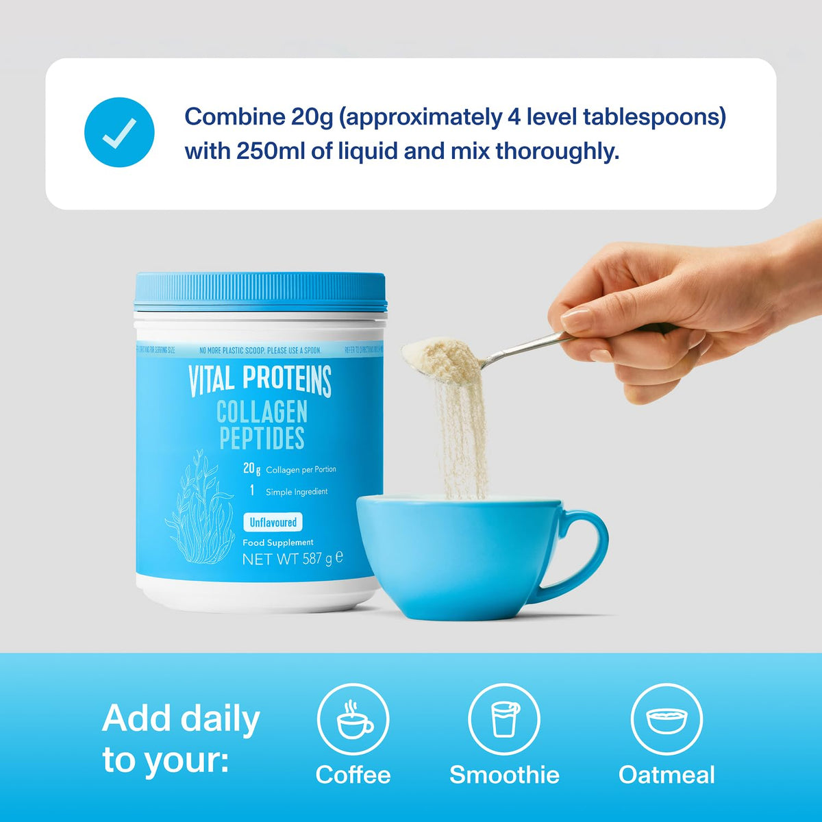 Vital Proteins Collagen Peptides Powder, Cocoa Flavor, Type I & III, 297g