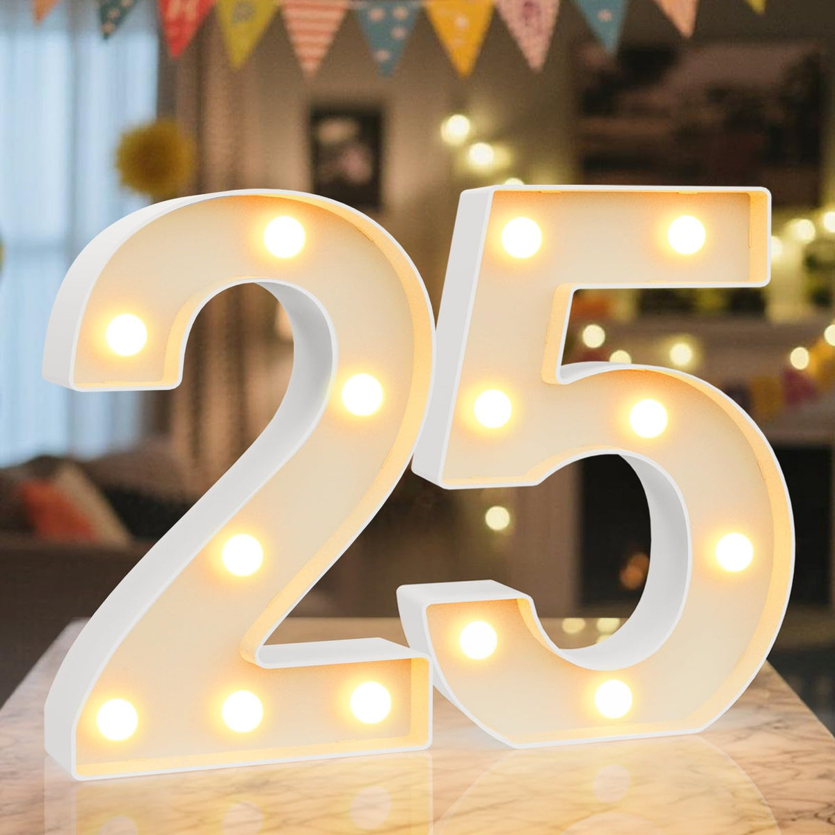Ledido Pink Glitter Light Up Number 80 for 80th Birthday Decorations