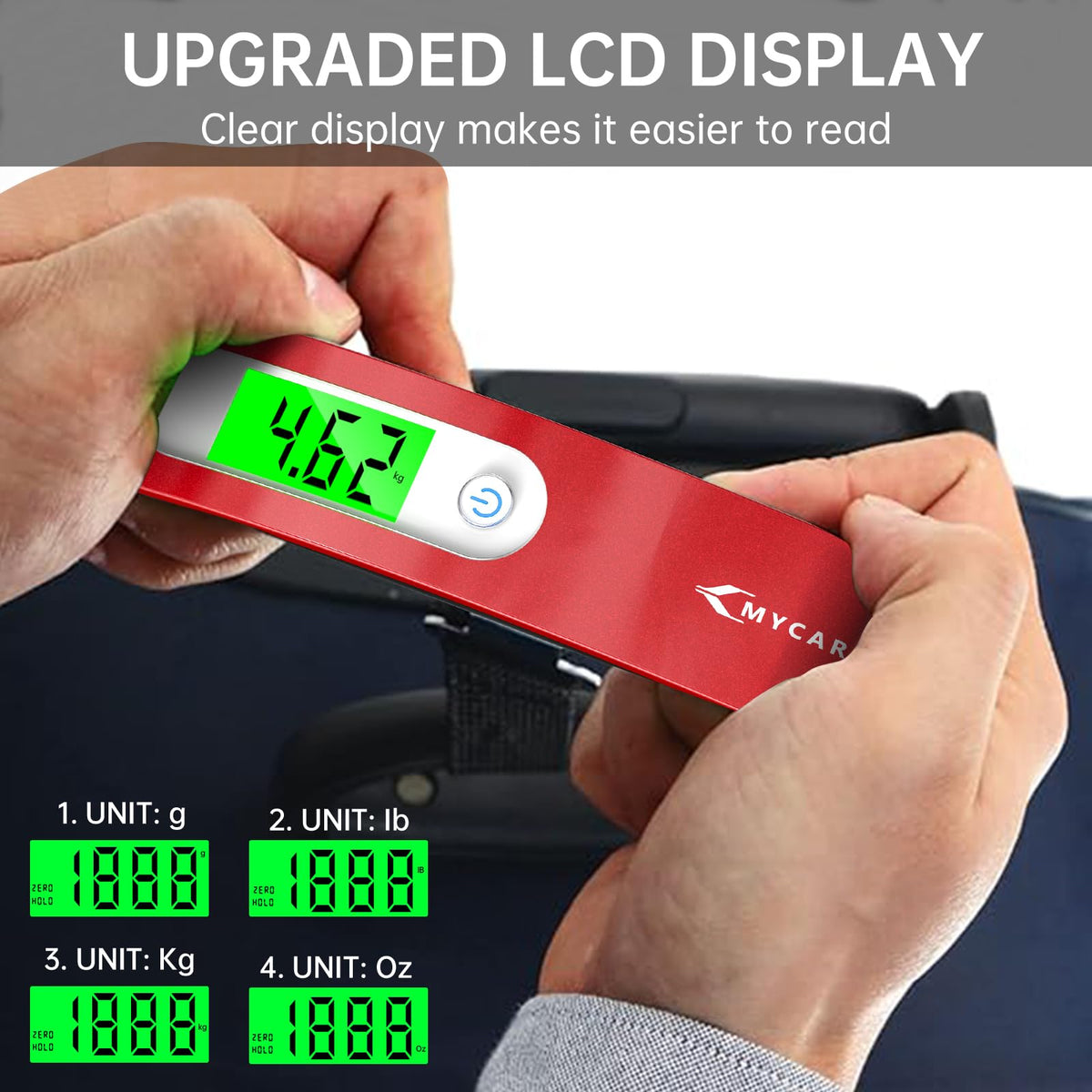 MYCARBON Luggage Scale Portable Digital Weight Scale for Travel Suitcase with Tare Function 110 Lb/ 50Kg Capacity (Silver)