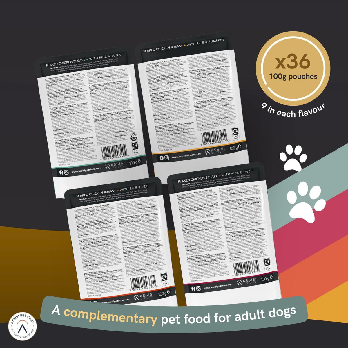 HiLife Banquet Adult Wet Dog Food, Mixed Multipacks Classic Collection & Supreme Selection, Made with 100% Natural Ingredients (36 Pouches x 100g)