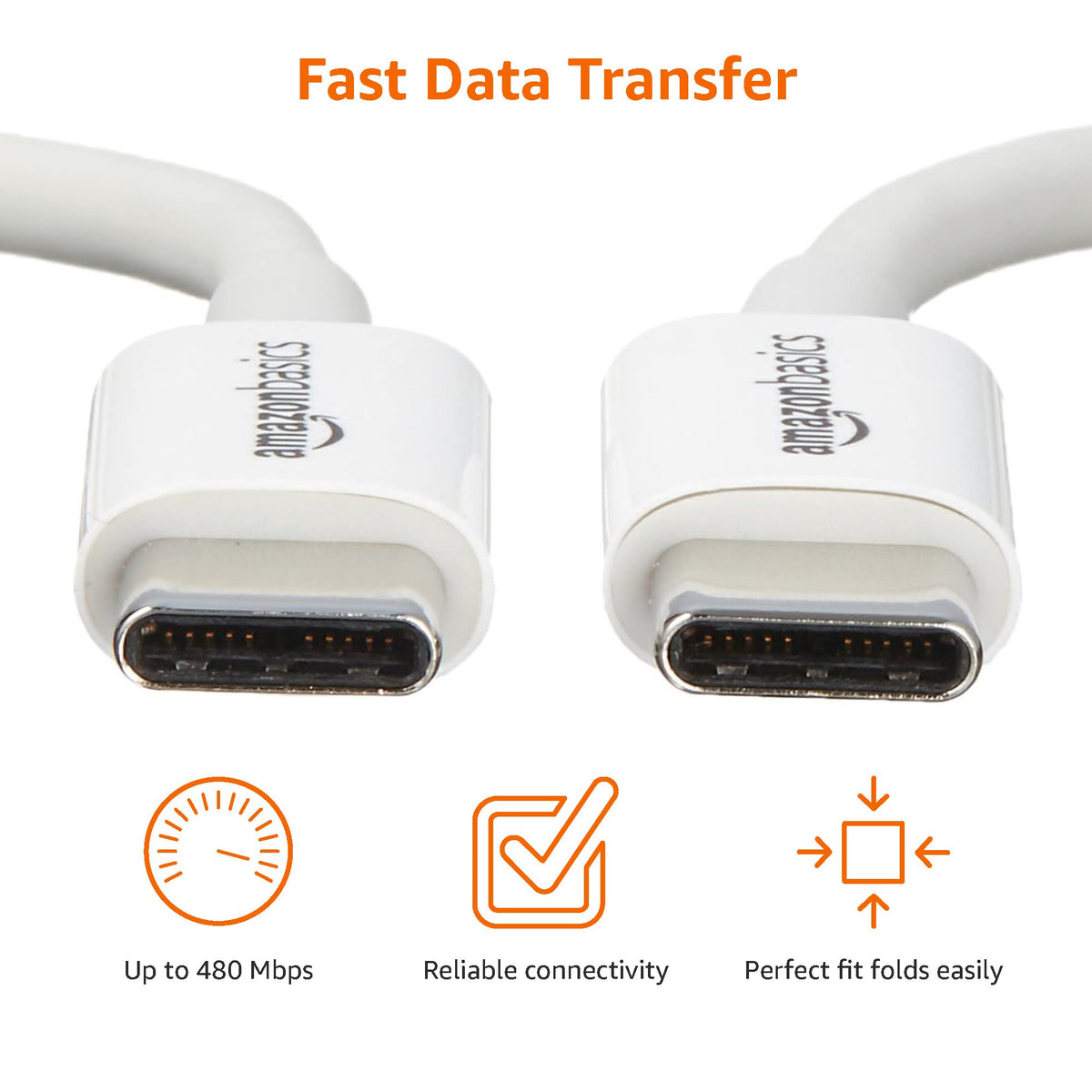 Amazon Basics USB-C to USB-C 2.0 Fast Charger Cable, 480Mbps Speed, USB-IF Certified, for Apple iPhone 16/15, iPad, Samsung Galaxy, Tablets, Laptops, 0.9 m, Black