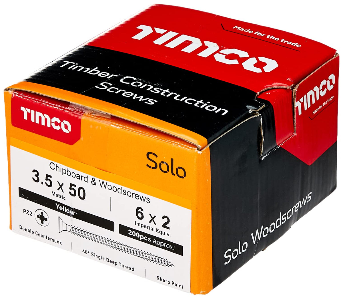 TIMCO Solo Chipboard & Woodscrews - Gold - 6.0 x 90mm - 60090SOLOC