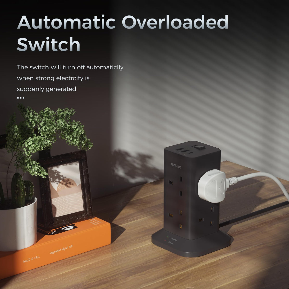 TESSAN Tower Extension Lead with USB C Slots