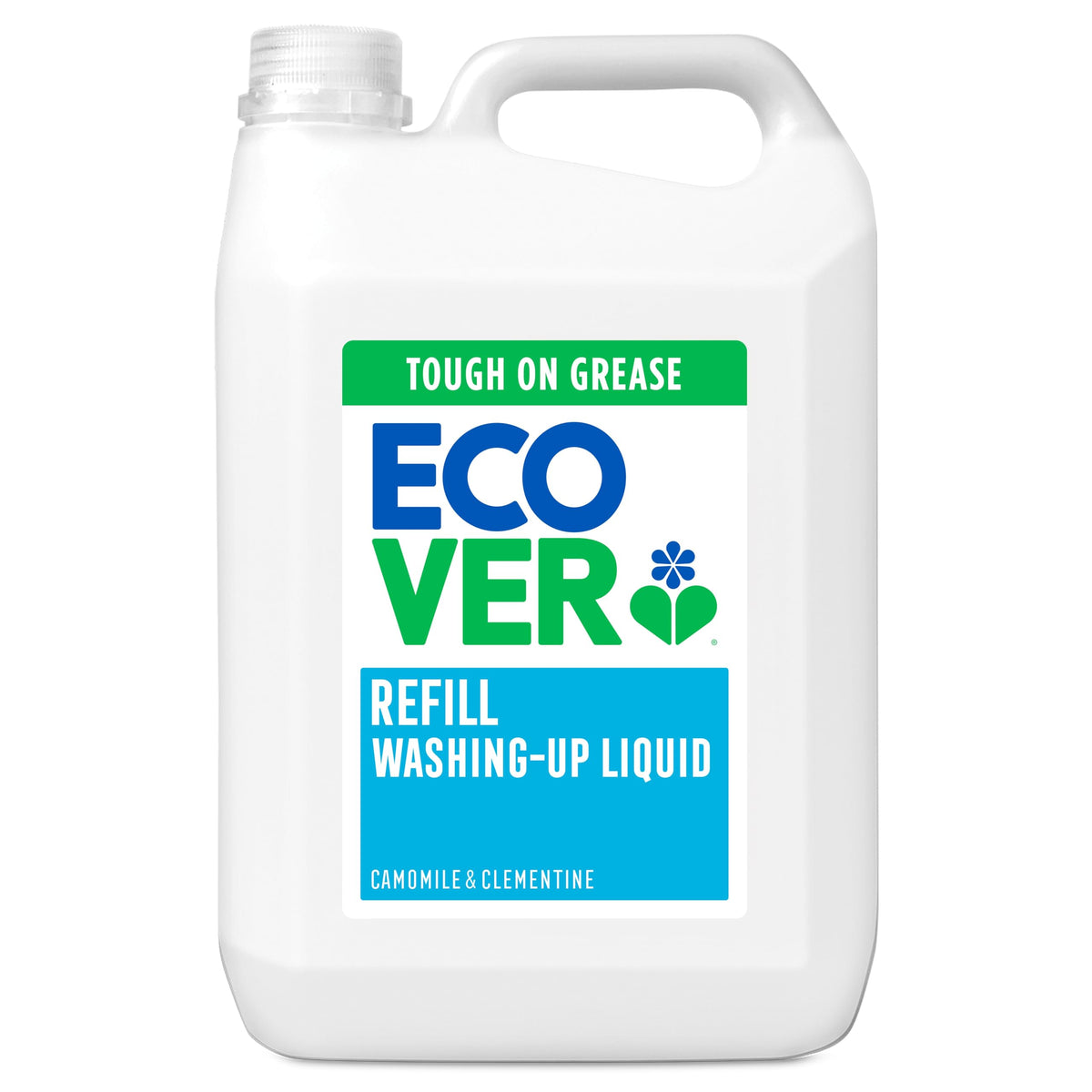 Ecover Washing Up Liquid Refill, Lemon & Aloe Vera, Grease Cutting, 5L
