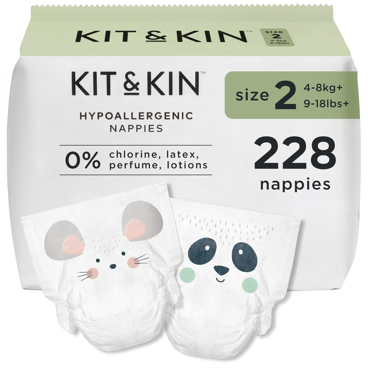 Kit & Kin Premium Baby Nappies Size 4 | 9-14 kgs / 20-31 lbs | Pack of 256 Nappies | Plant-Based Materials On Baby's Skin | Hypoallergenic | Superior up to 12 Hour Leak Protection