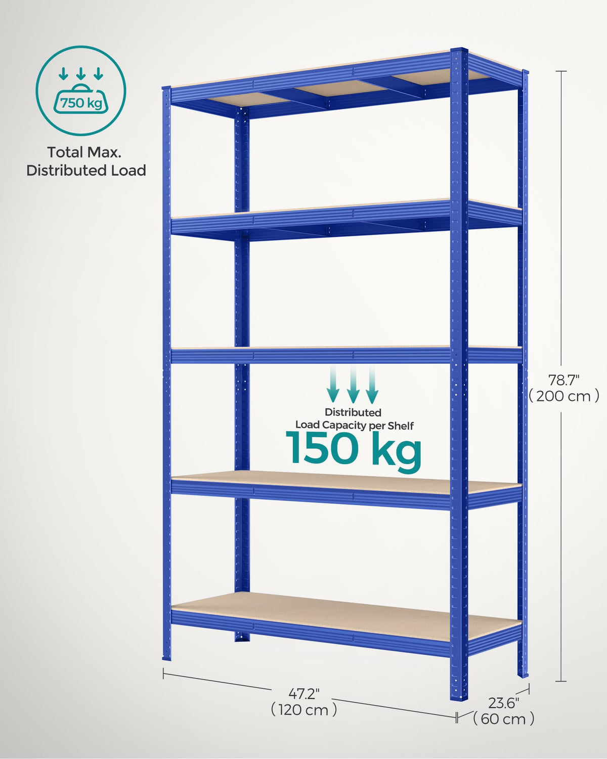 SONGMICS 5-Tier Heavy-Duty Shelving Units, Set of 2, Boltless Assembly