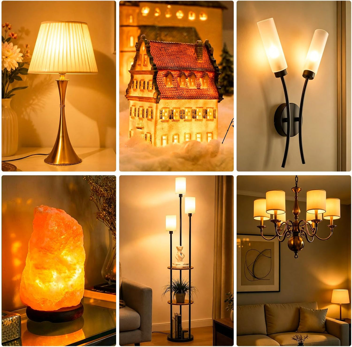 Caldarax 0.5W E14 LED Vintage Night Light Bulb, Mini C7 LED Filament Candle Bulbs Amber Warm White 2200K E14 Orange SES Small Edison Screw Salt Lamp Bulbs, 5W Equivalent, Non Dimmable, 2 Pack