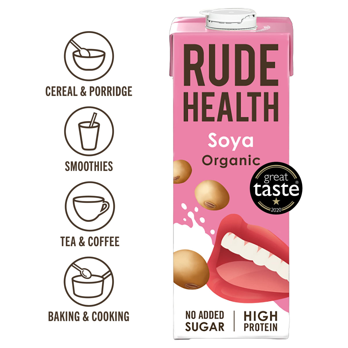 Rude Health 6 x 1 Litre Organic Oat Dairy-Alt Milk, 100% Natural Organic Drink, Lactose Free, Dairy Free & Gluten-Free, No Added Sugar, Award-Winning, Healthy & Vegan, 100% Recyclable Packaging