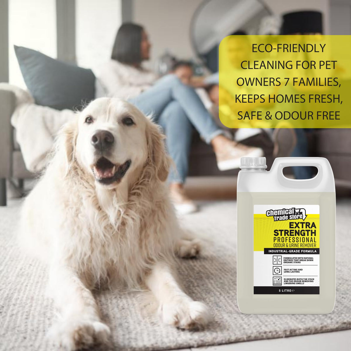 Enzyme Odour & Urine Remover 2.5L - Professional Pet Stain & Smell Eliminator - Safe for Carpets, Upholstery & Hard Floors