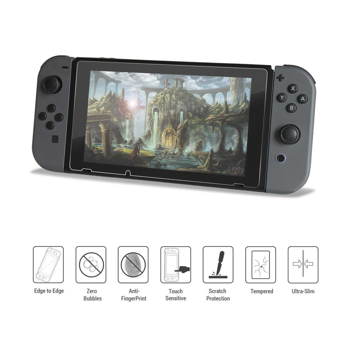 Orzly Glass Screen Protector for Nintendo Switch OLED 2024 Console Accessories (Pack of 4) - Tempered Glass Life time Edition