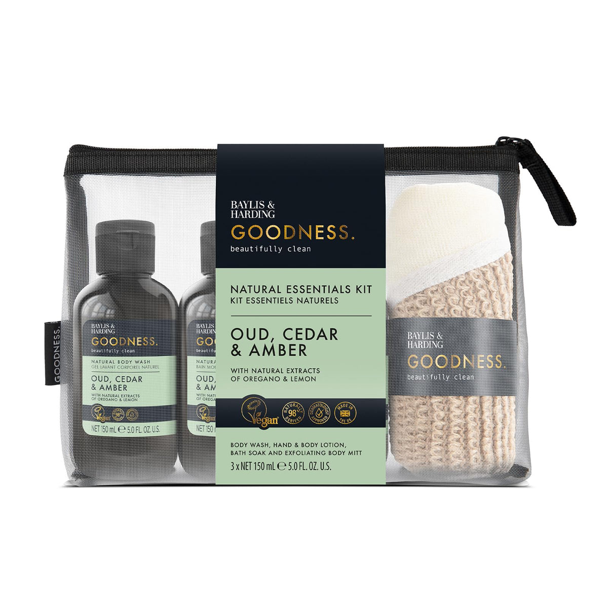 Baylis & Harding Goodness Natural Body Wash 500ml 3 pack