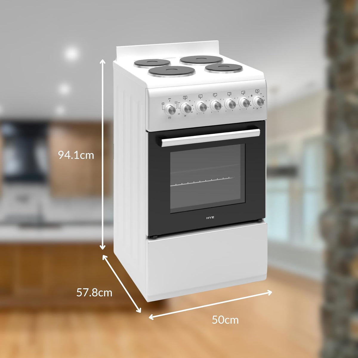 HYE 50cm Freestanding Cooker - Electric Cooker with Kitchen Stove, white