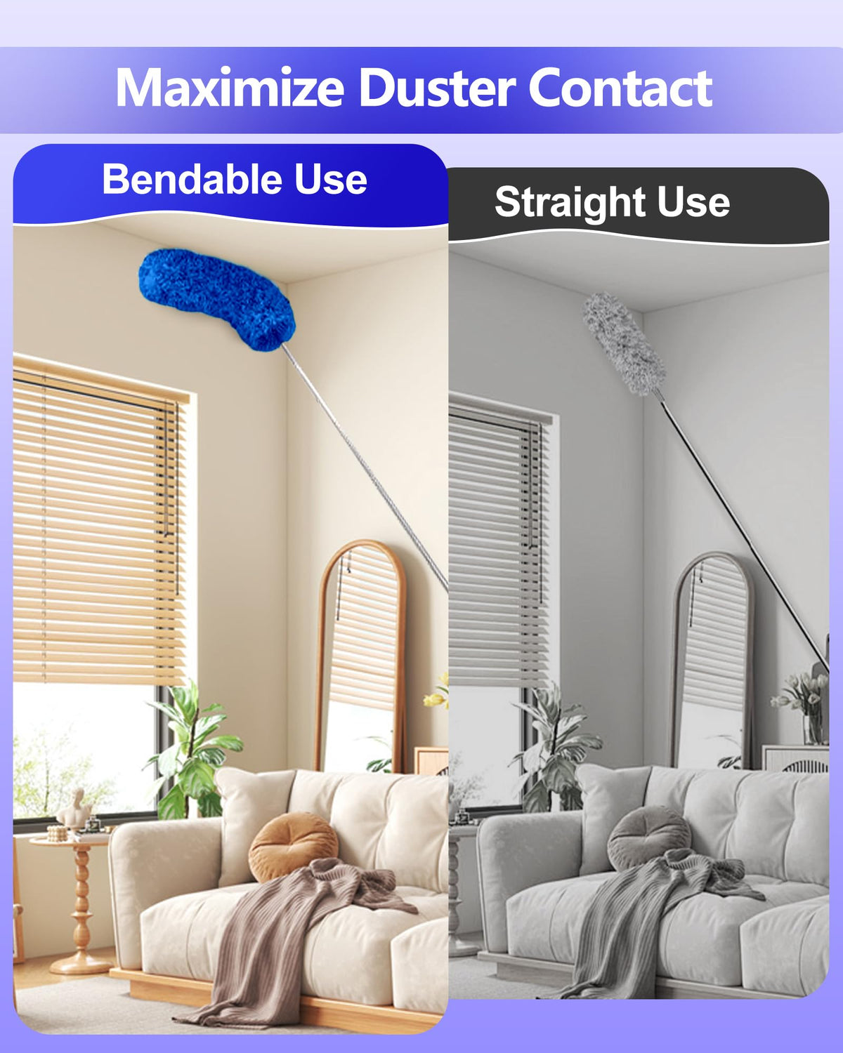 Fogray 2026 Upgraded 240cm Extendable Feather Duster with Soft Silicone Cap