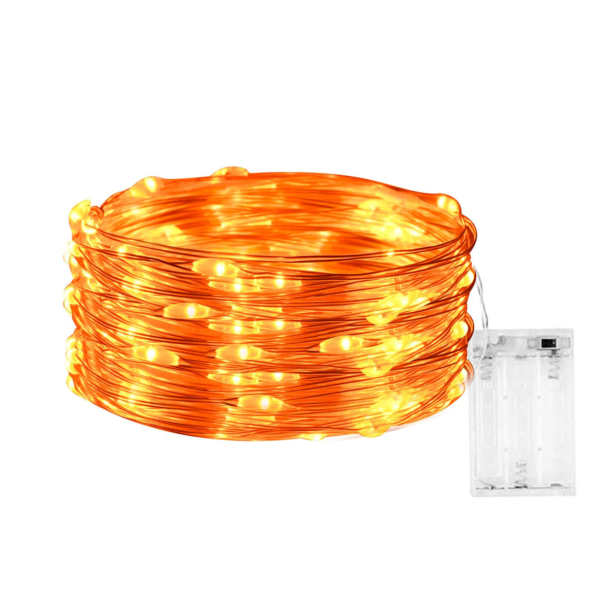 cshare Halloween Decoration Lights,Orange Fairy Lights, 3m 9.8ft 30 LED Halloween Decor String Lights Micro Silver Wire Battery Operated for Autumn Door Window Party Fall Decor.