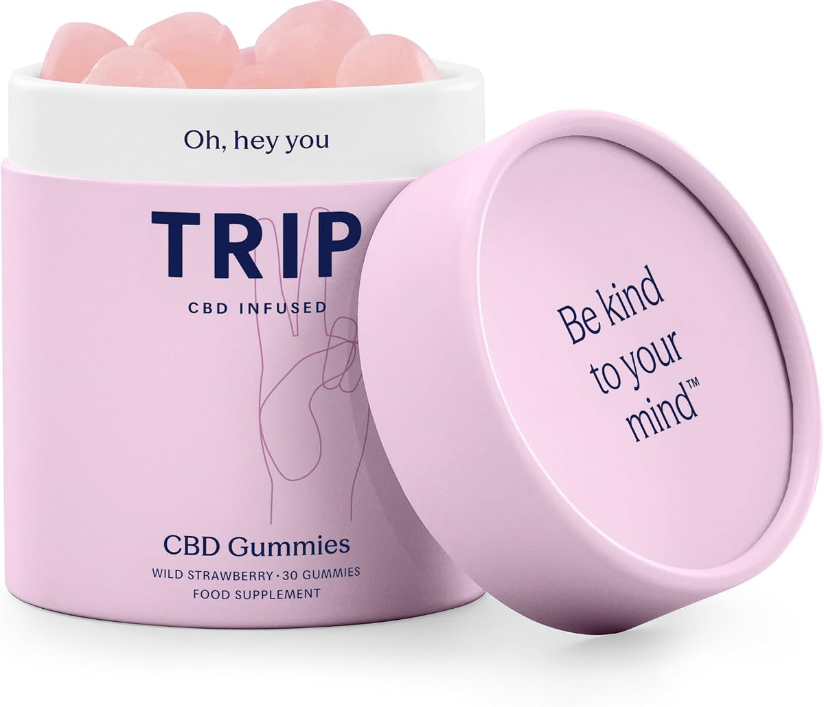 TRIP CBD Infused Gummies, 300mg CBD, High Strength, Wild Strawberry, 30x